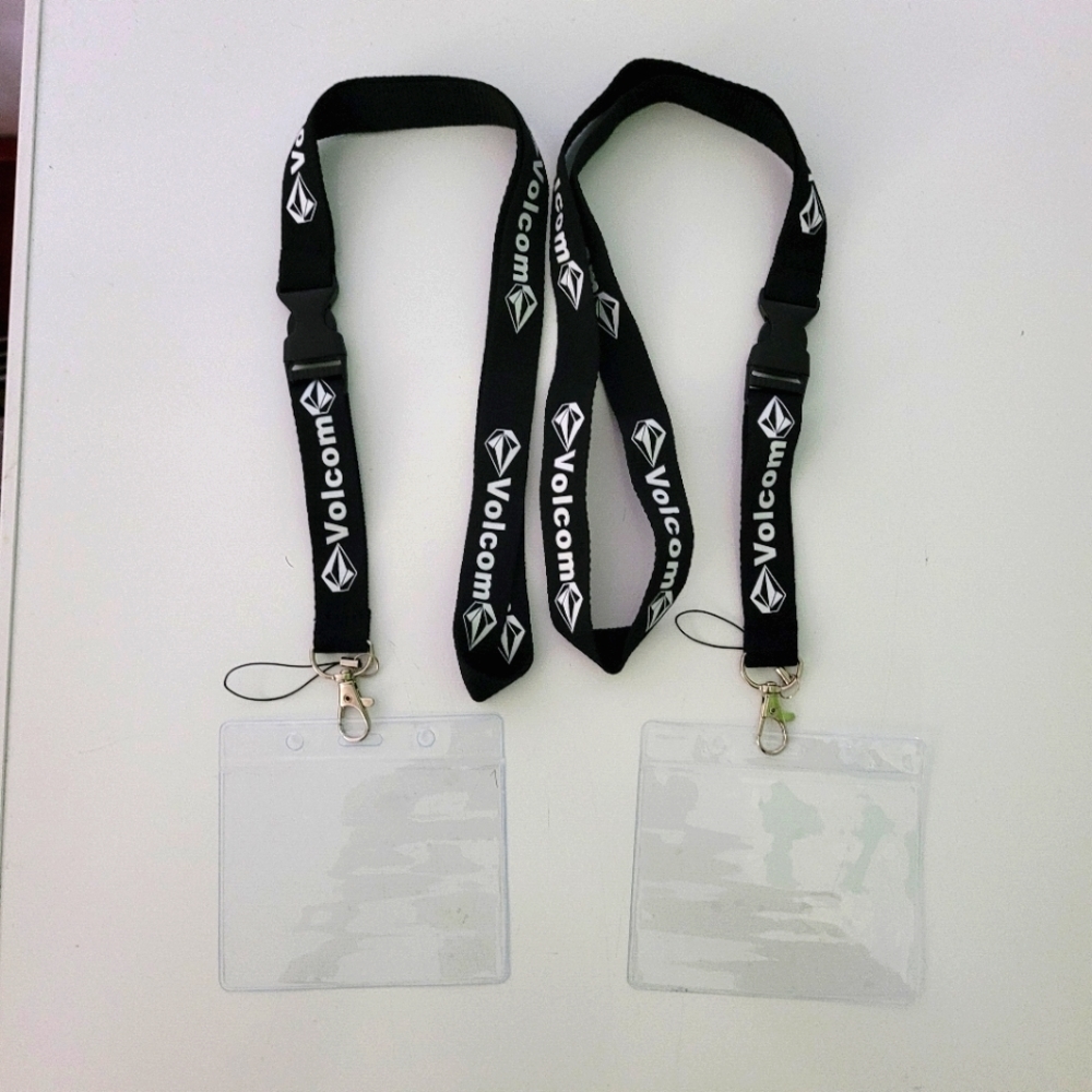 2 Volcom Black One Size Lanyards & Vaccine Card H… - image 1